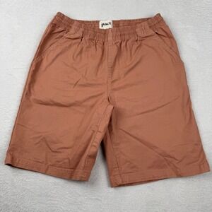 Pact Organic Cotton Shorts Mens S Clay Terracotta Elastic Waist Drawstring 8"